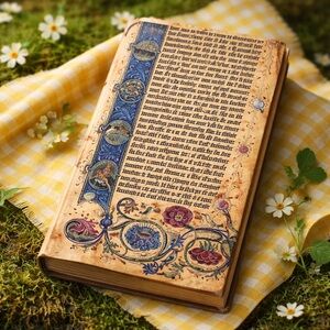 Illuminated Manuscript Style Hardcover journel new! Gold & Blue Floral Cover!